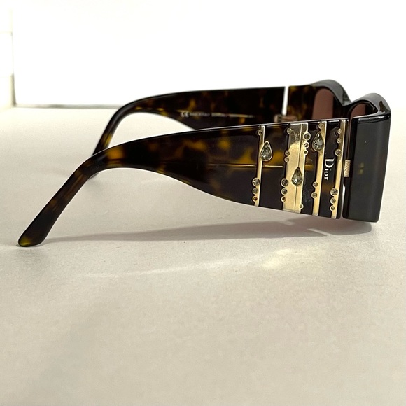Christian Dior Women’s Y2K Sunglasses DIORRAIN 2 Brown Gold Rain Drop Ge… - Picture 3 of 13